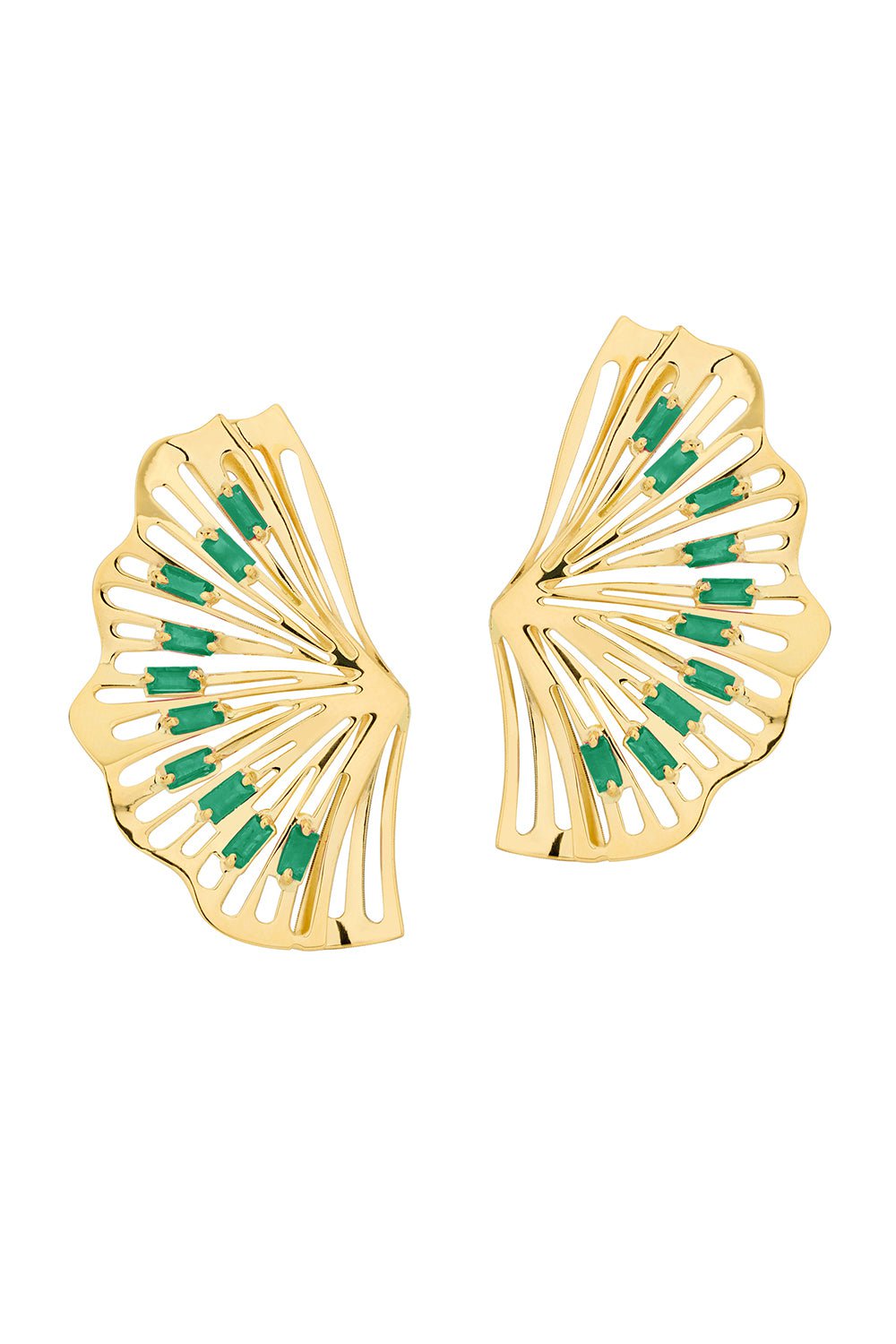 CAROL KAUFFMANN-Nouveau Baguette Earrings-YELLOW GOLD