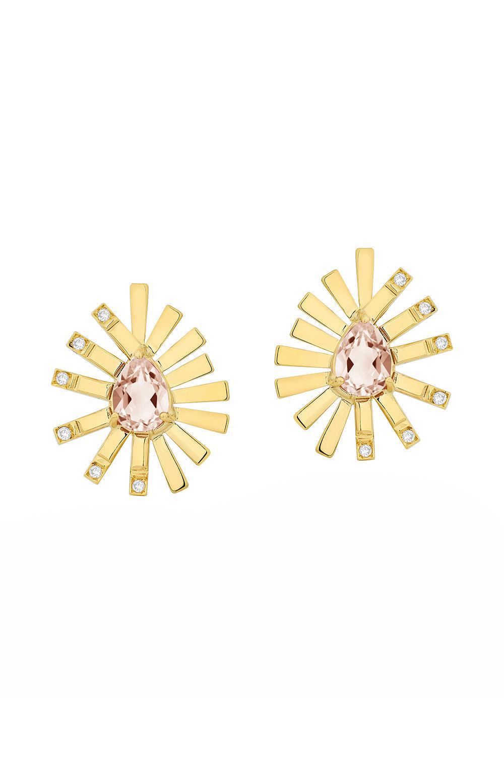 Pink Tourmaline Mini La Belle Duo Earrings-YELLOW GOLD-JEWELRYFINE JEWELEARRING-CAROL KAUFFMANN