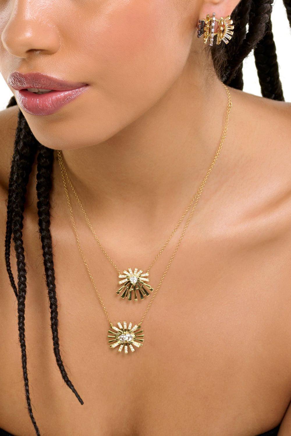 CAROL KAUFFMANN-Ruby Diamond Hedgehog Earrings-YELLOW GOLD