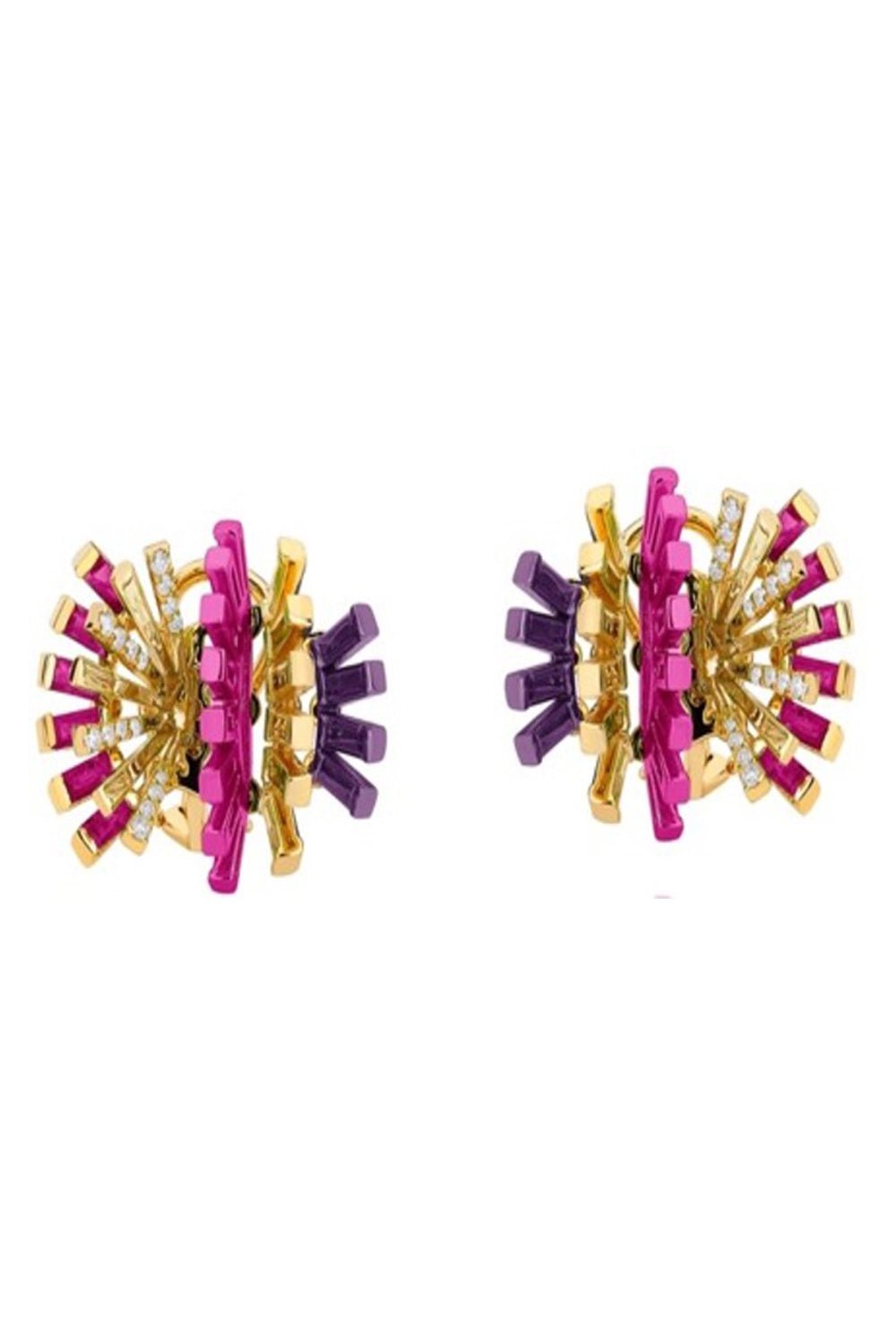 CAROL KAUFFMANN-Ruby Diamond Hedgehog Earrings-YELLOW GOLD