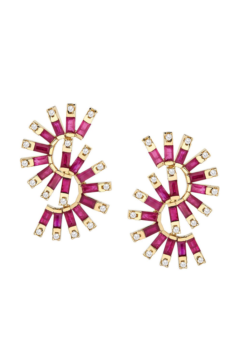 CAROL KAUFFMANN-Ruby Diamond Moulin Double Earrings-YELLOW GOLD