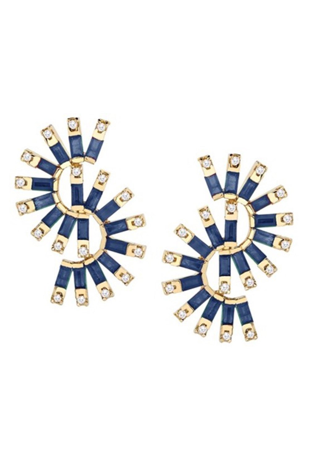CAROL KAUFFMANN-Sapphire Diamond Moulin Double Earrings-YELLOW GOLD