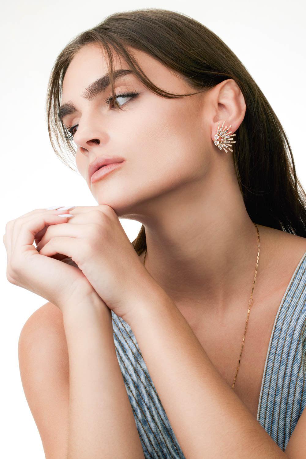 Sapphire Diamond Sunshine Earrings-YELLOW GOLD-JEWELRYFINE JEWELEARRING-CAROL KAUFFMANN