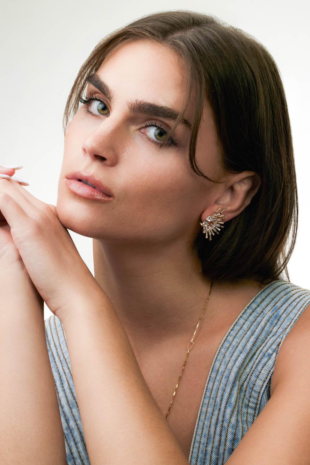 Sapphire Diamond Sunshine Earrings-YELLOW GOLD-JEWELRYFINE JEWELEARRING-CAROL KAUFFMANN