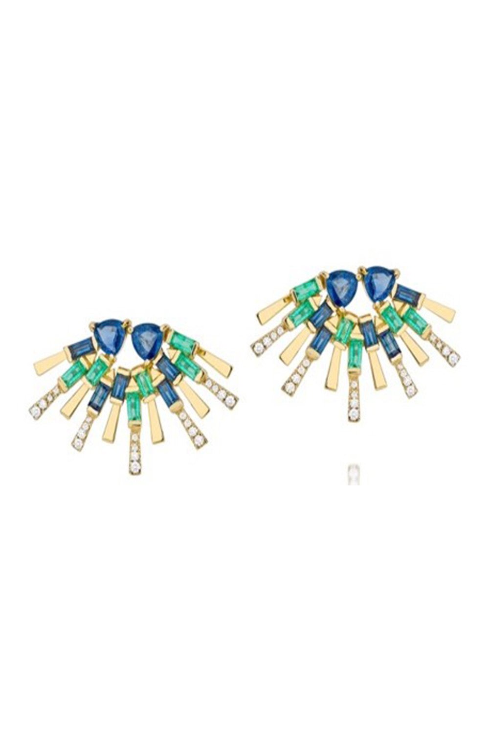 CAROL KAUFFMANN-Sapphire Diamond Sunshine Earrings-YELLOW GOLD
