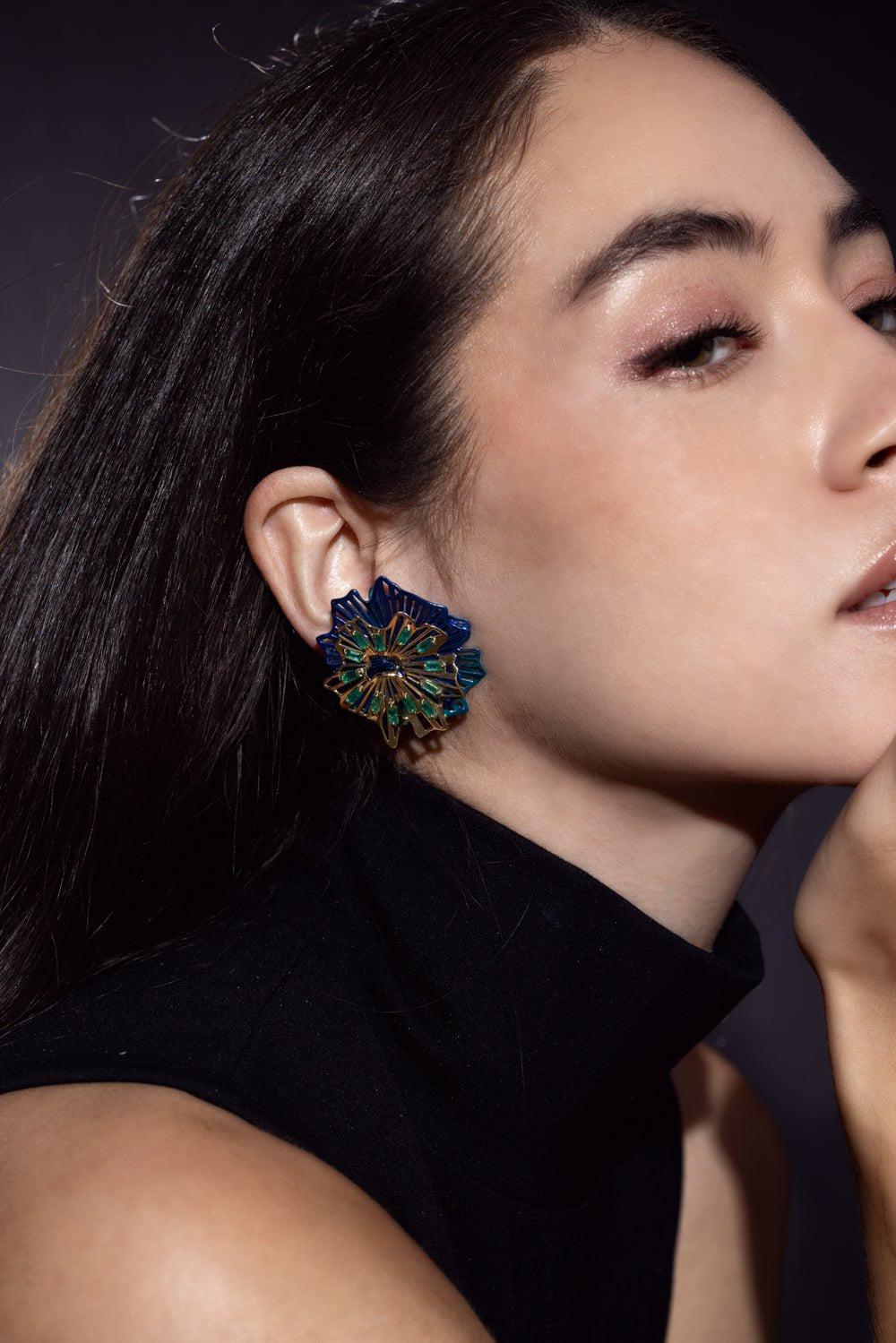 CAROL KAUFFMANN-Spiral Baguette Clip Earrings-YELLOW GOLD