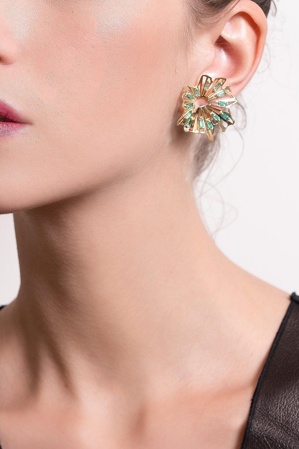 CAROL KAUFFMANN-Spiral Baguette Clip Earrings-YELLOW GOLD