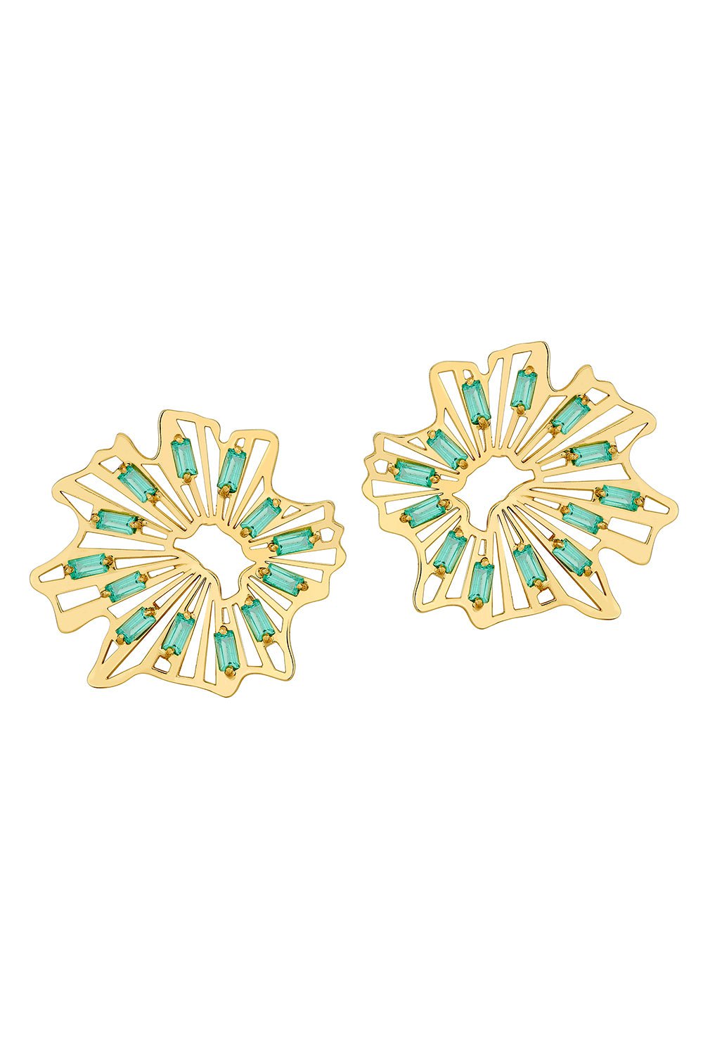 CAROL KAUFFMANN-Spiral Baguette Clip Earrings-YELLOW GOLD