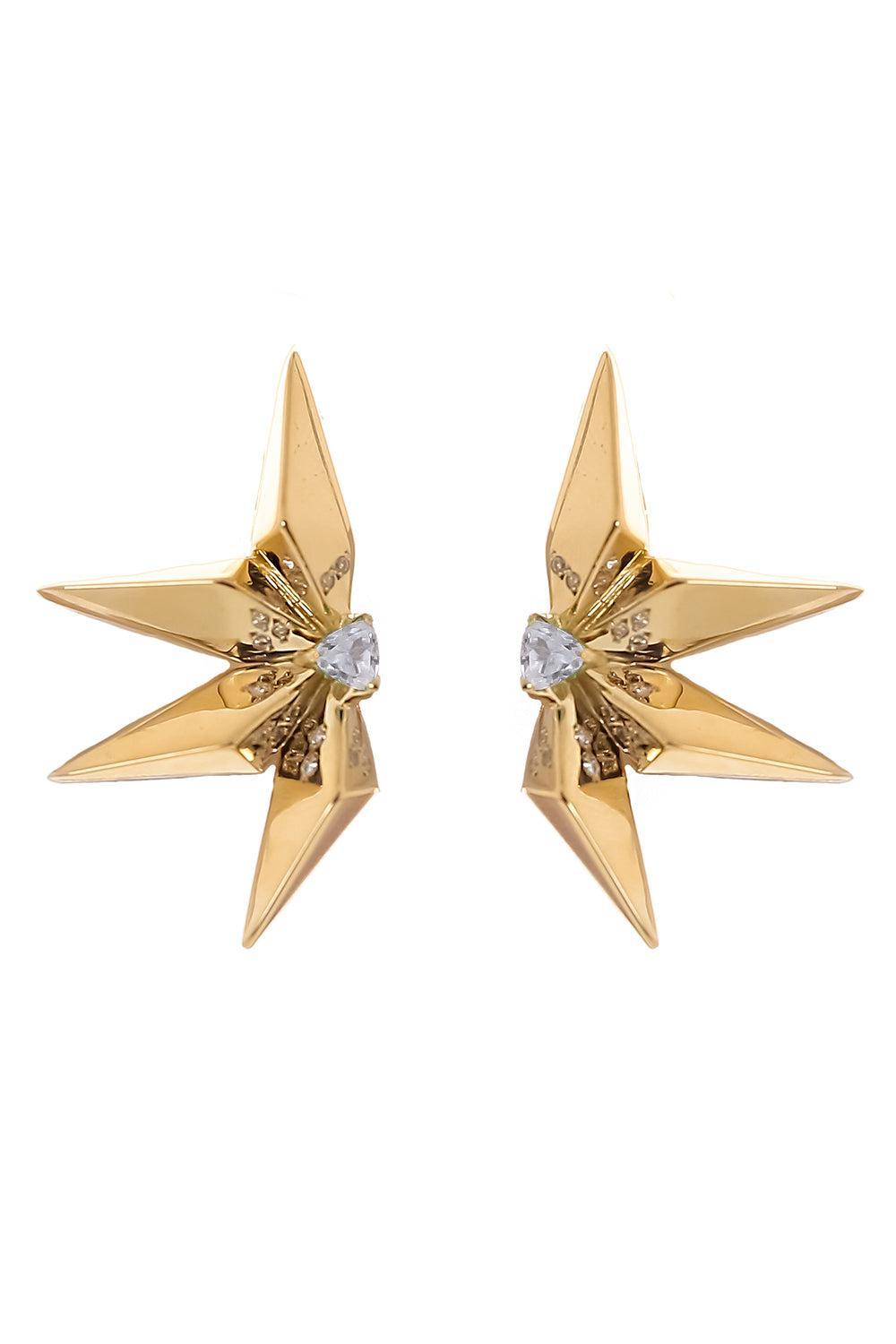 White Sapphire Étoile Laila Mini Earrings-YELLOW GOLD-JEWELRYFINE JEWELEARRING-CAROL KAUFFMANN