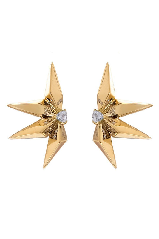 White Sapphire Étoile Laila Mini Earrings-YELLOW GOLD-JEWELRYFINE JEWELEARRING-CAROL KAUFFMANN