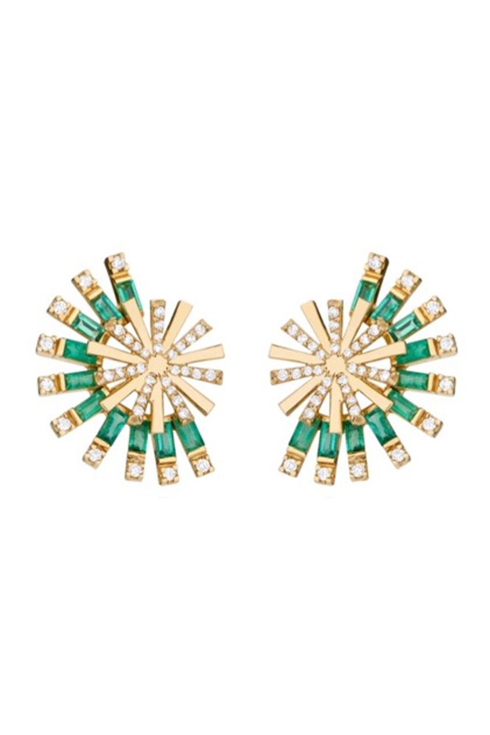 CAROL KAUFFMANN-Emerald Diamond Moulin Earrings-YELLOW GOLD