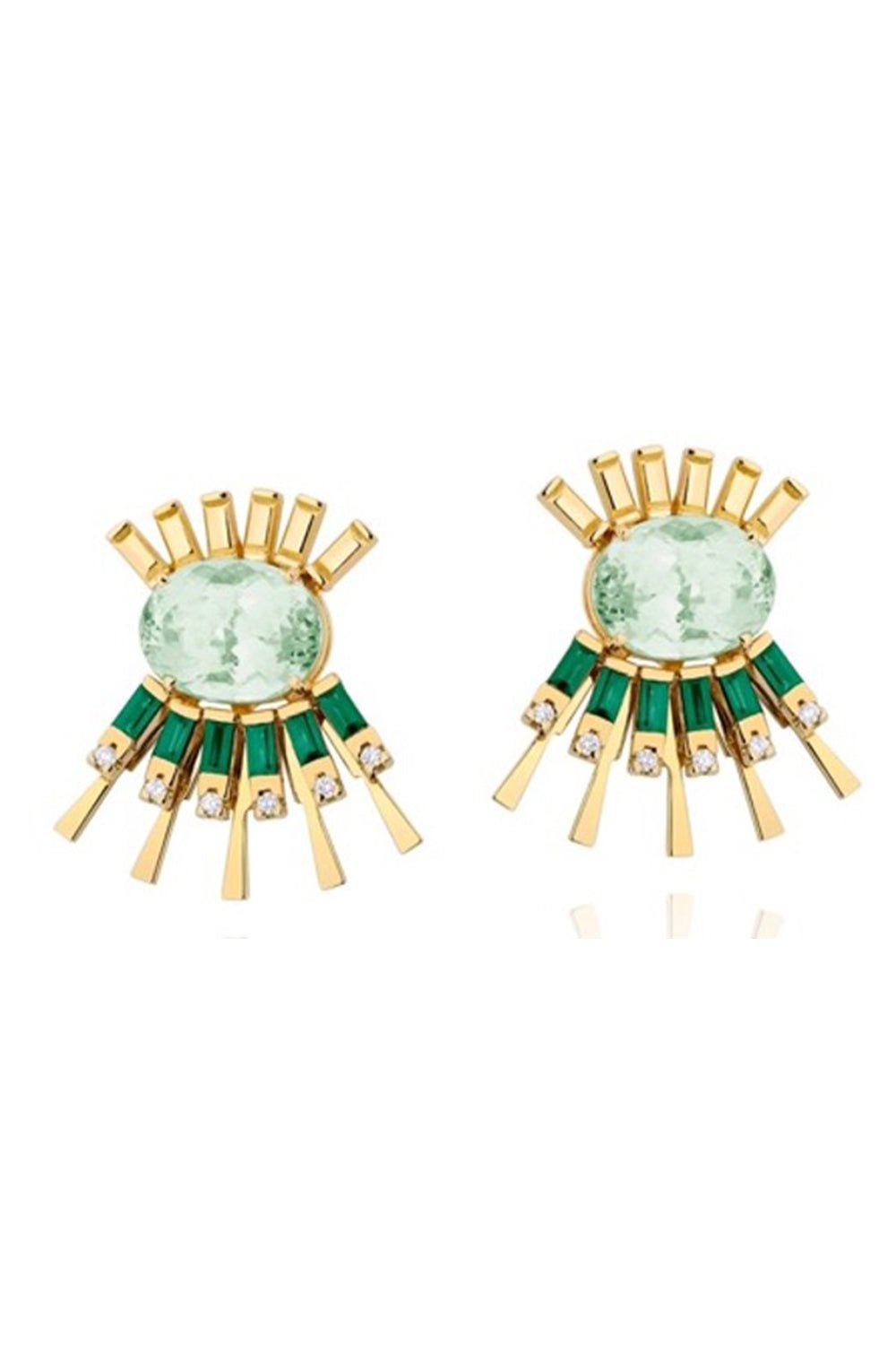 CAROL KAUFFMANN-Emerald Valentim Earrings-YELLOW GOLD