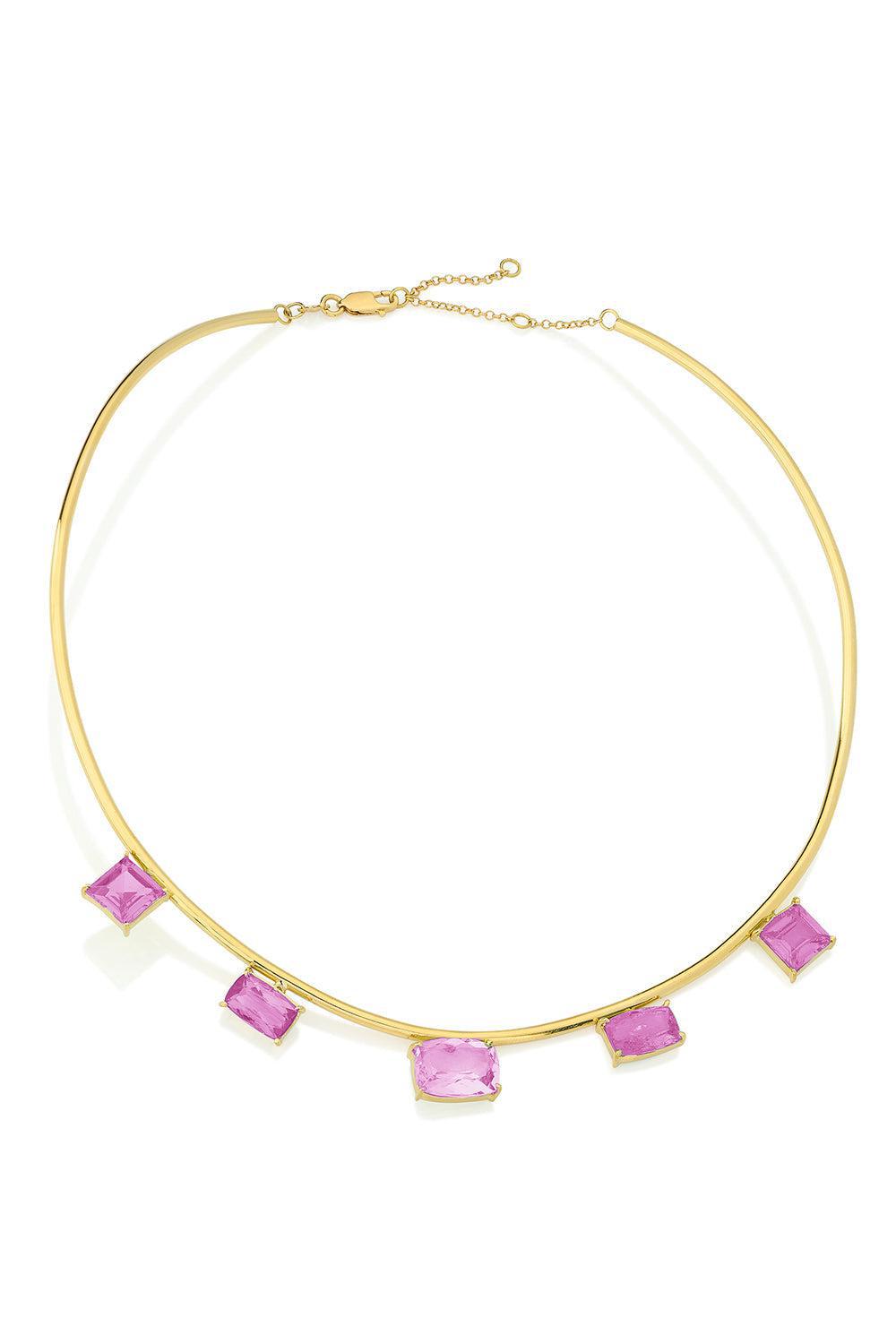 Pink Tourmaline Golden Studio Choker Necklace-YELLOW GOLD-JEWELRYFINE JEWELNECKLACE O-CAROL KAUFFMANN