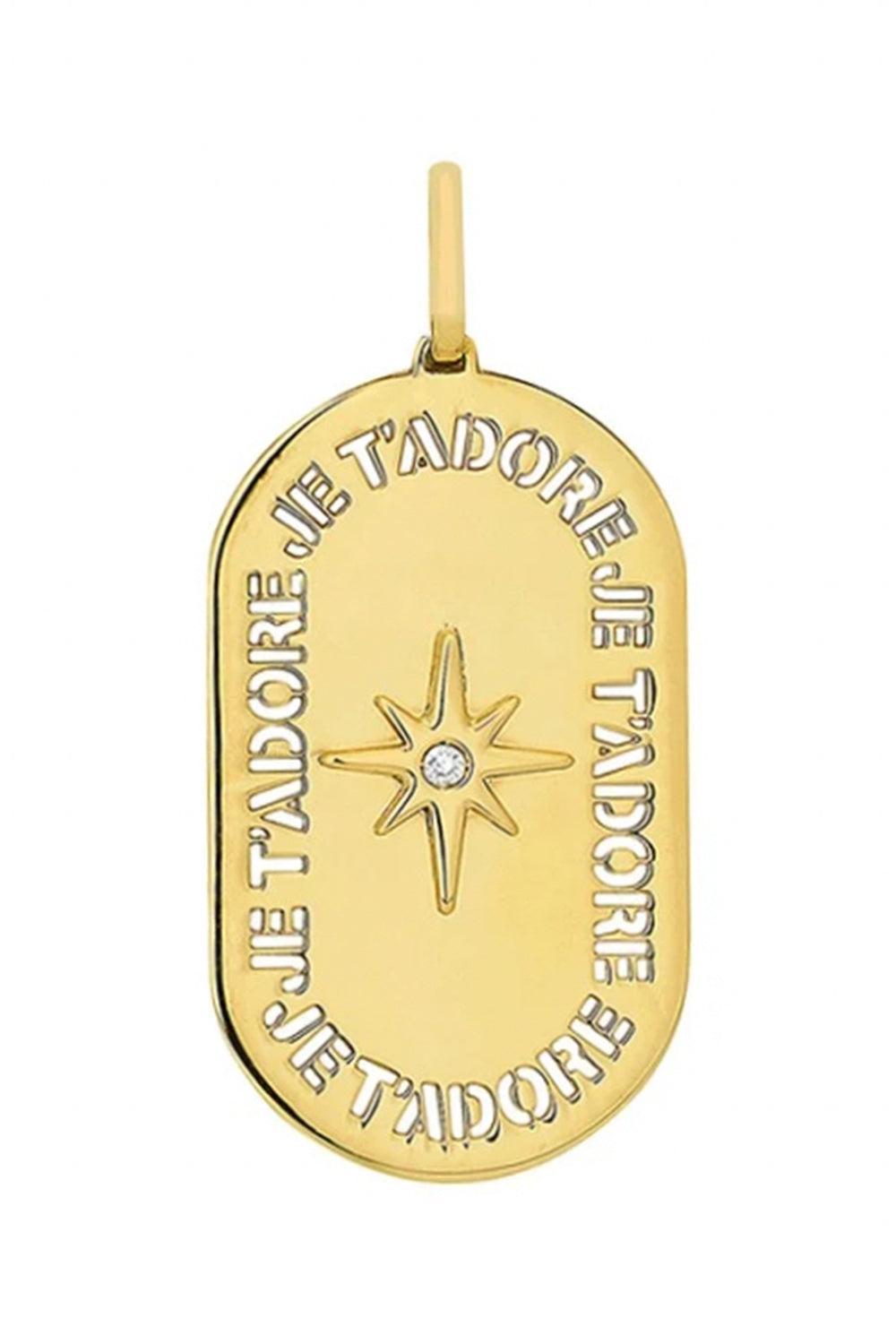 Diamond Oval Je T'adore Pendant-YELLOW GOLD-JEWELRYFINE JEWELPENDANT-CAROL KAUFFMANN