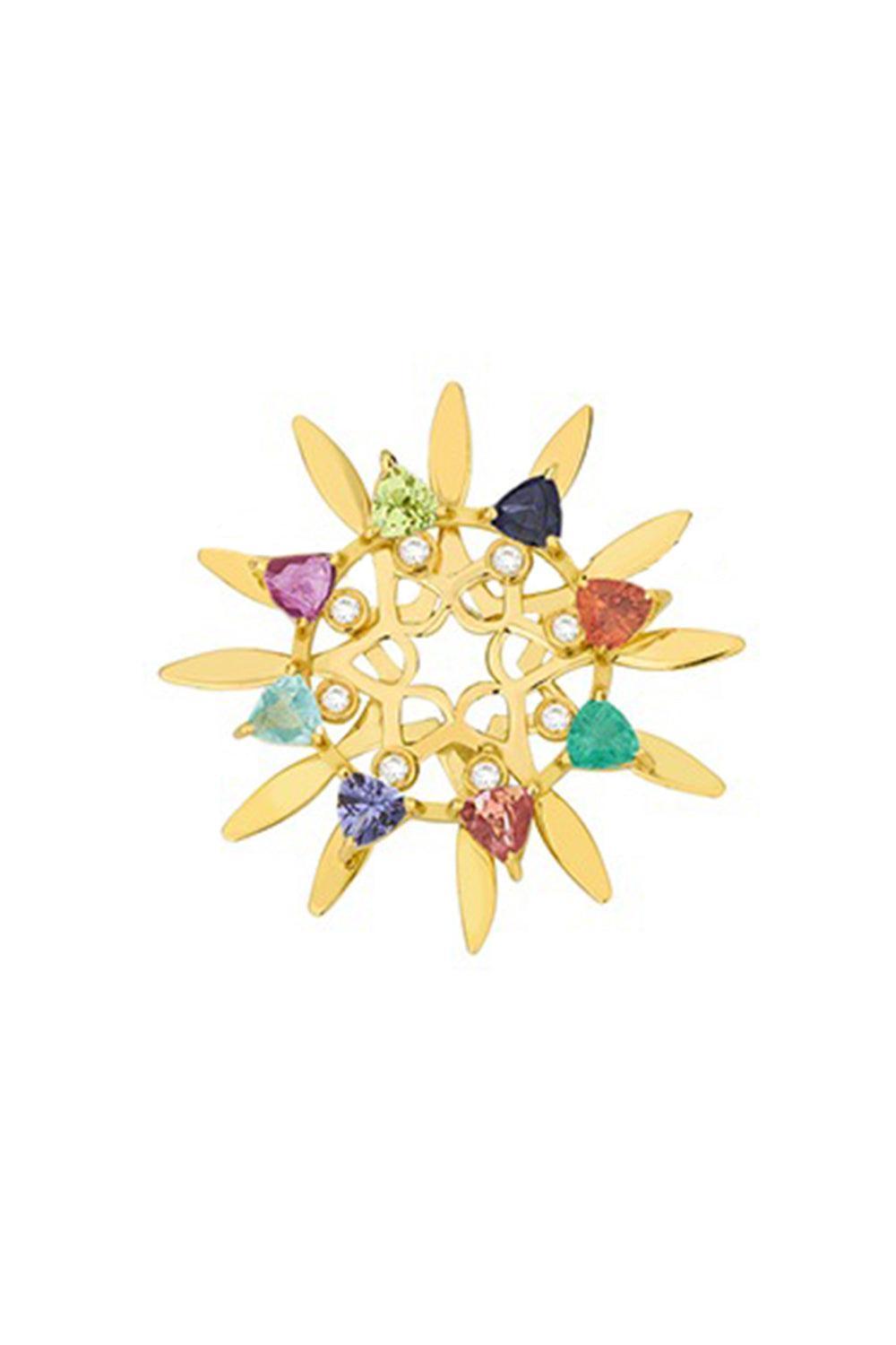 Medium Multi Sapphire Mandala Pendant-YELLOW GOLD-JEWELRYFINE JEWELPENDANT-CAROL KAUFFMANN