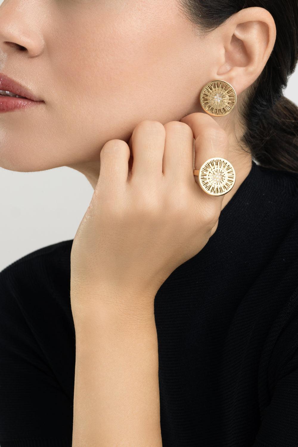 Diamond Large Explosion Ring-YELLOW GOLD-6-JEWELRYFINE JEWELRING-CAROL KAUFFMANN