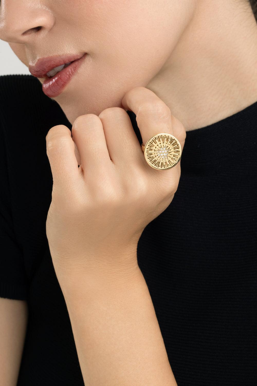 Diamond Large Explosion Ring-YELLOW GOLD-6-JEWELRYFINE JEWELRING-CAROL KAUFFMANN