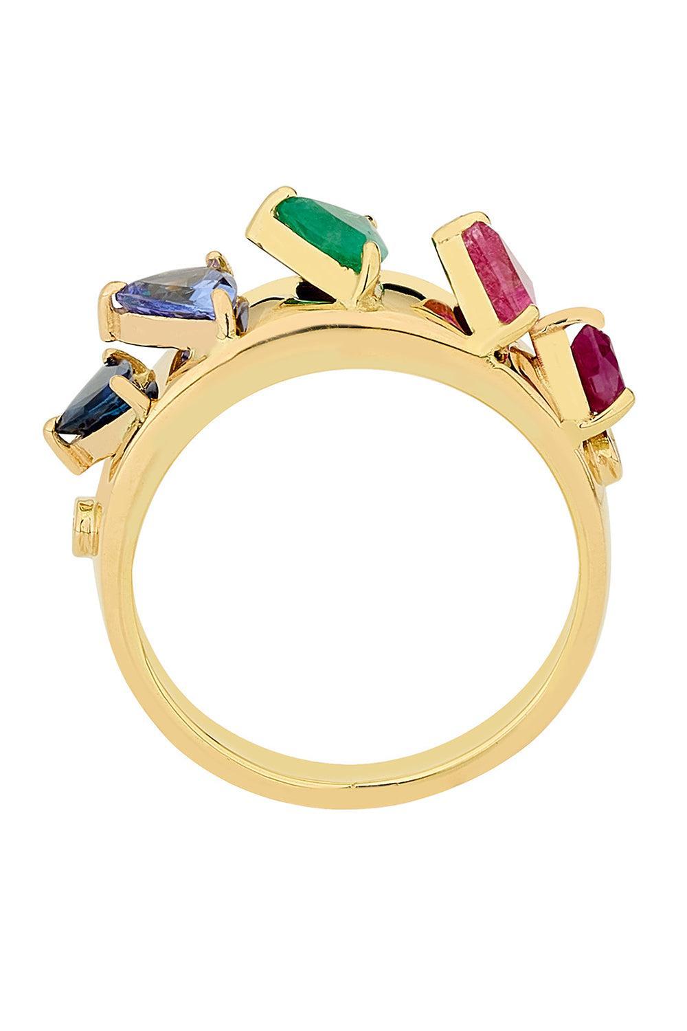 Mandala Multi Colored Domino Ring-YELLOW GOLD-6.75-JEWELRYFINE JEWELRING-CAROL KAUFFMANN
