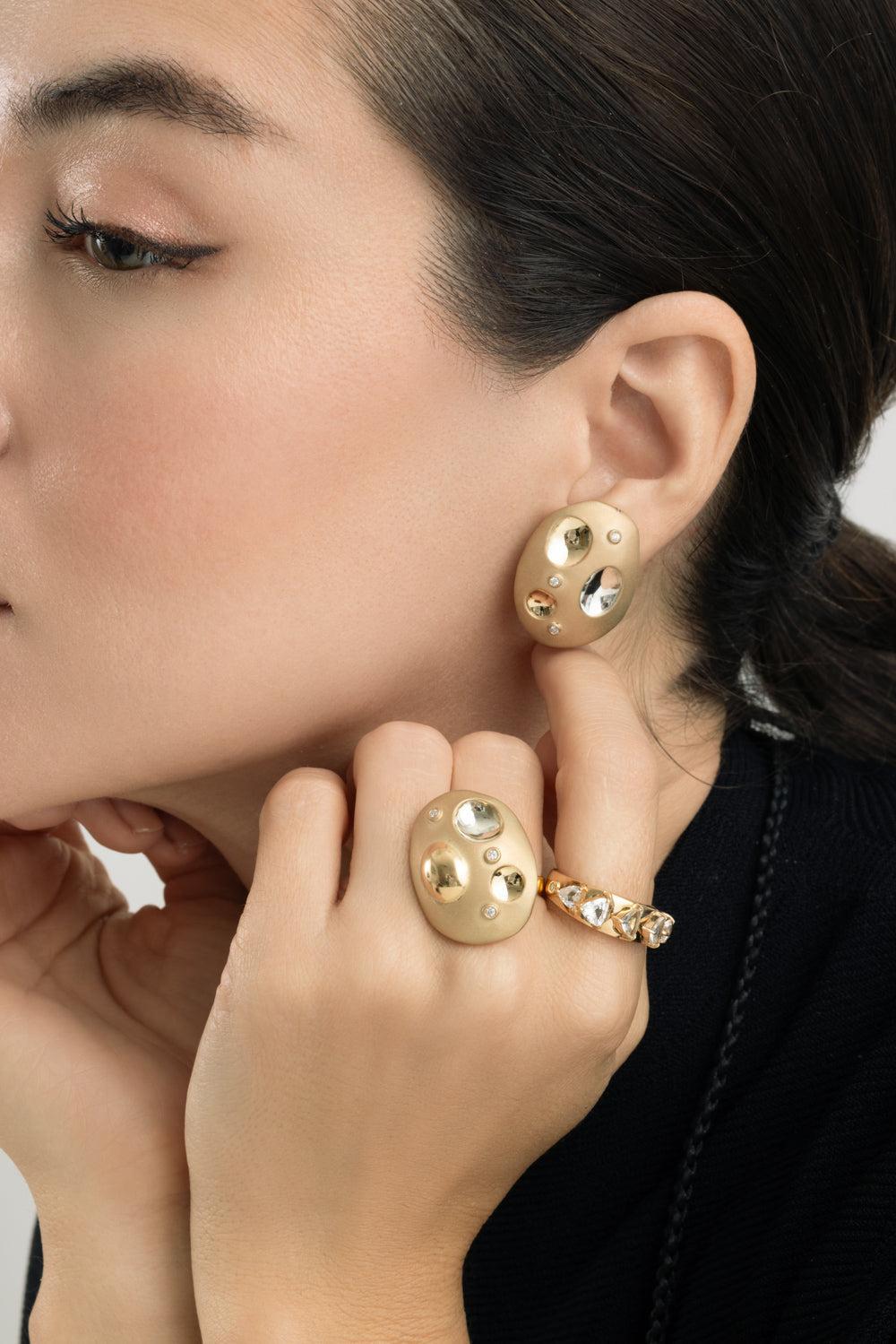 Diamond Rocks Flinstones Ring-YELLOW GOLD-7.25-JEWELRYFINE JEWELRING-CAROL KAUFFMANN