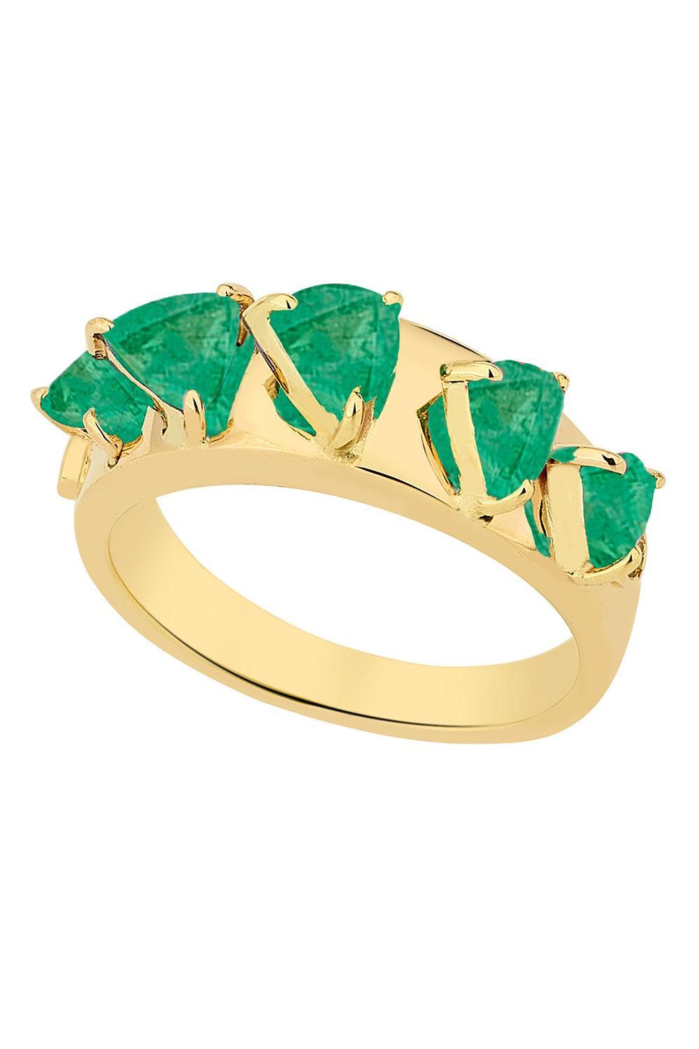 Mandala Emerald Domino Ring-YELLOW GOLD-7.5-JEWELRYFINE JEWELRING-CAROL KAUFFMANN