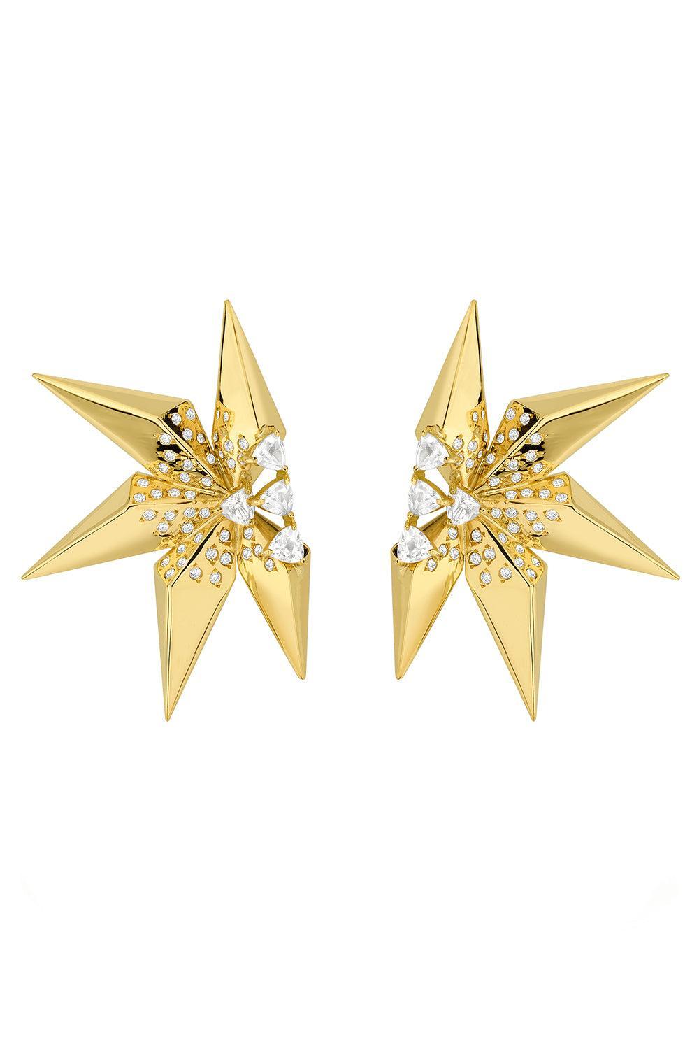 White Sapphire Etoile Laila Earrings-YELLOW GOLD-JEWELRYFINE JEWELRING-CAROL KAUFFMANN
