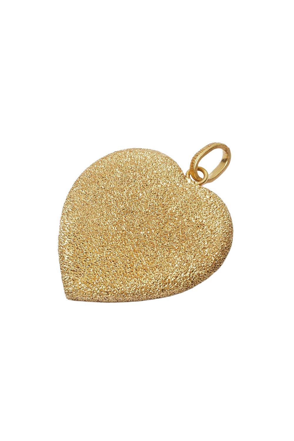 Florentine Finish Cuore Pendant-YELLOW GOLD-JEWELRYFINE JEWELPENDANT-CAROLINA BUCCI