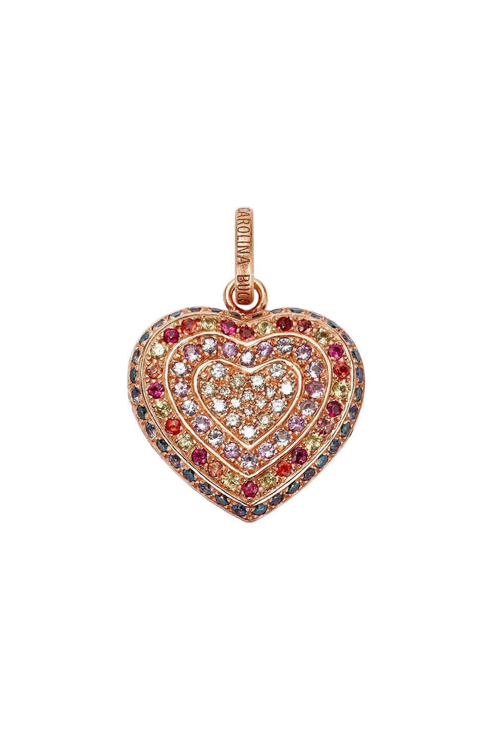 Small Rainbow Pavé Small Cuore Pendant-ROSE GOLD-JEWELRYFINE JEWELPENDANT-CAROLINA BUCCI