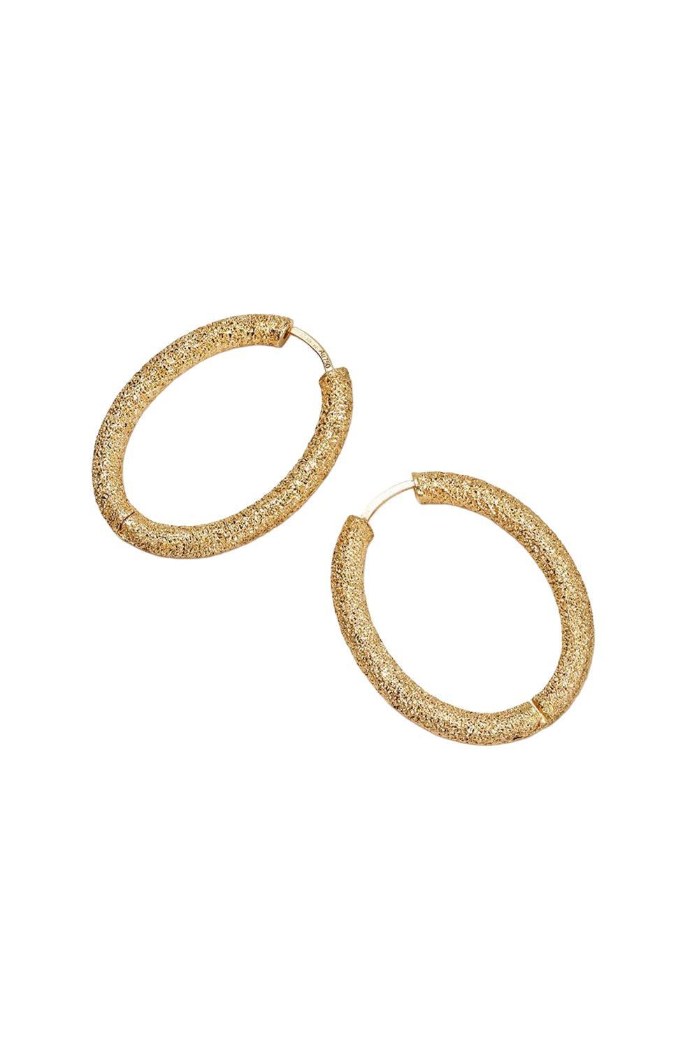 Florentine Finish Small Oval Hoop Earrings-BLACK GOLD-JEWELRYFINE JEWELEARRING-CAROLINA BUCCI