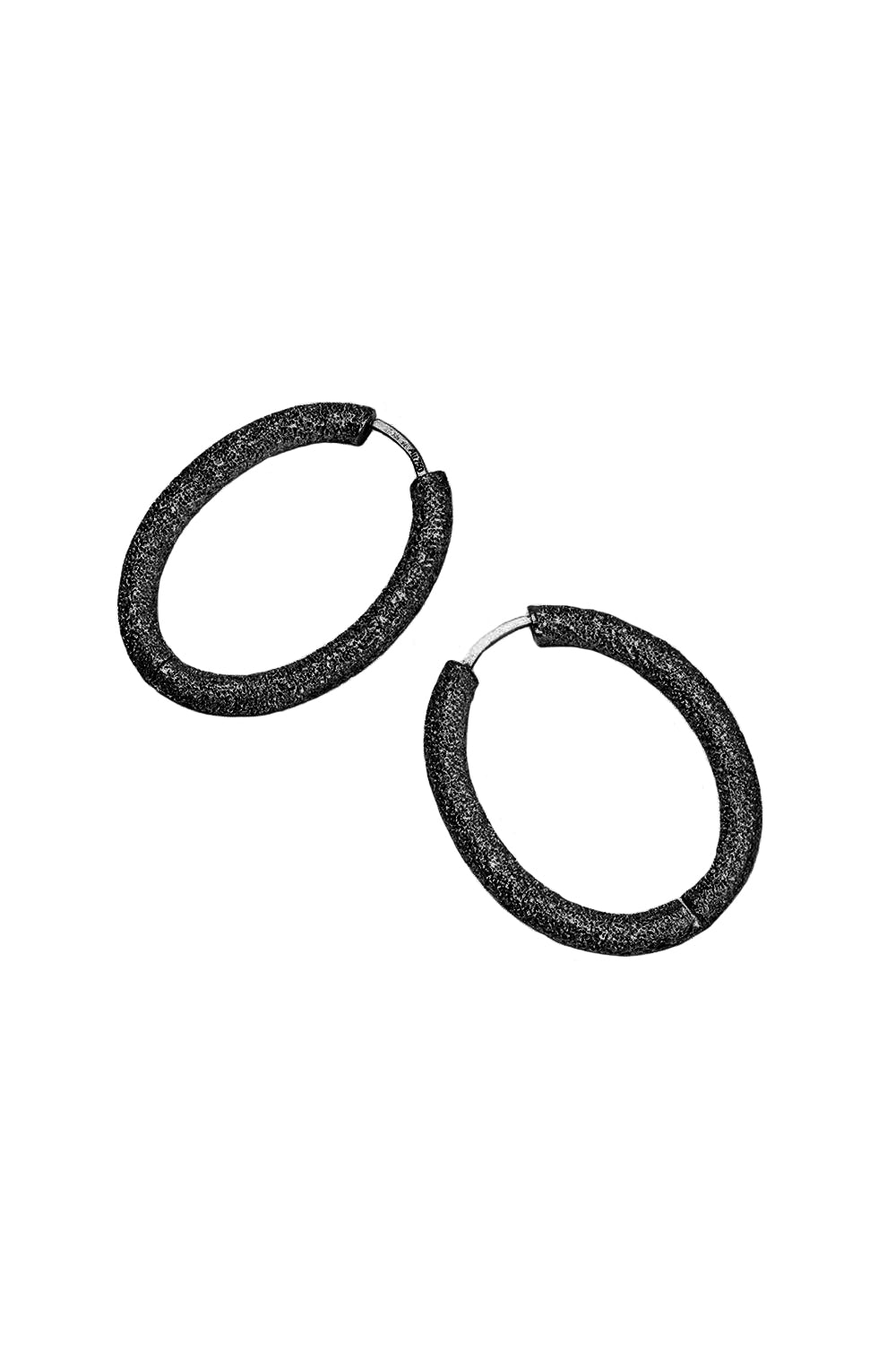 Florentine Finish Small Oval Hoop Earrings-BLACK GOLD-JEWELRYFINE JEWELEARRING-CAROLINA BUCCI