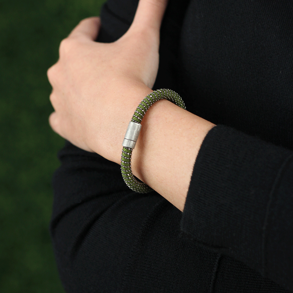 CAROLINA BUCCI-Dark Green Twister Band Bracelet-DRKGRN