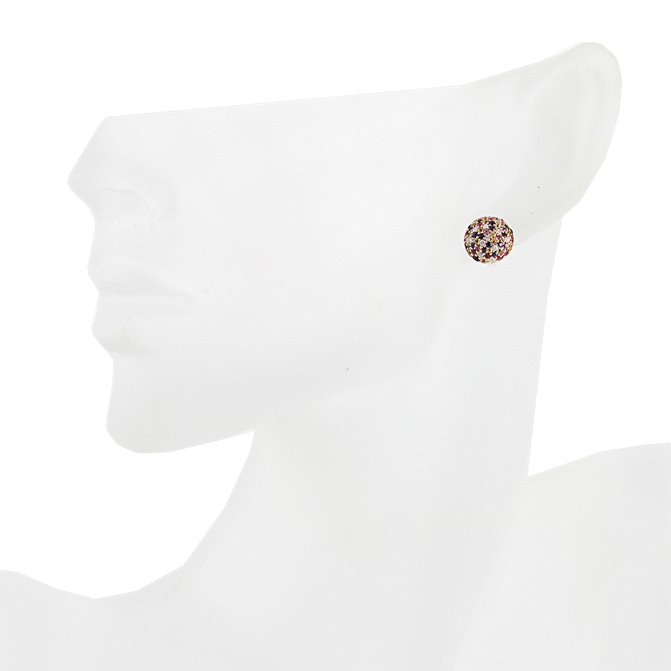 CAROLINA BUCCI-1885 Rainbow Pave Button Earrings-PINK GLD