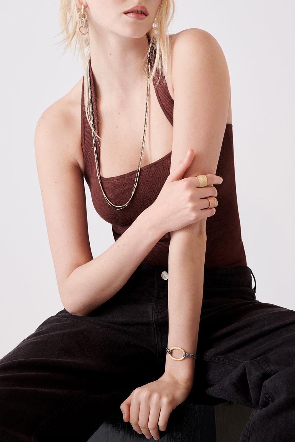 Discoball Necklace - Black Gold-BLACK GOLD-70-JEWELRYFINE JEWELNECKLACE O-CAROLINA BUCCI