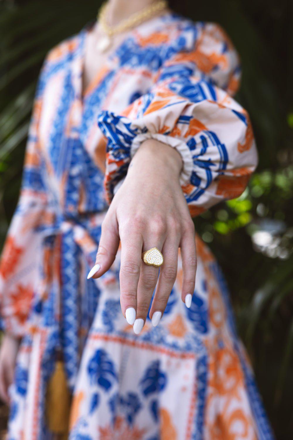 CAROLINA BUCCI-Diamond Pavé Cuore Ring-YELLOW GOLD