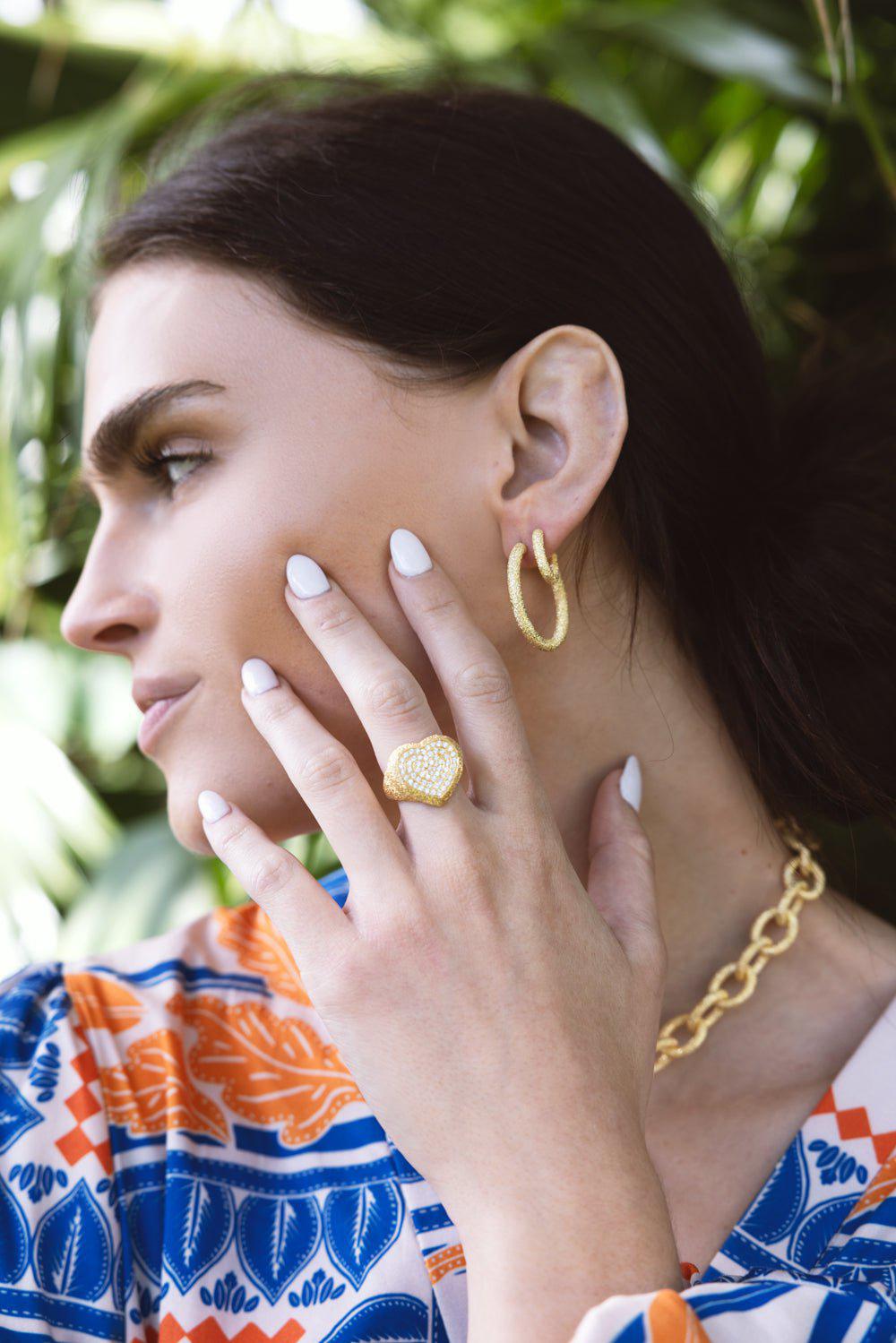 CAROLINA BUCCI-Diamond Pavé Cuore Ring-YELLOW GOLD