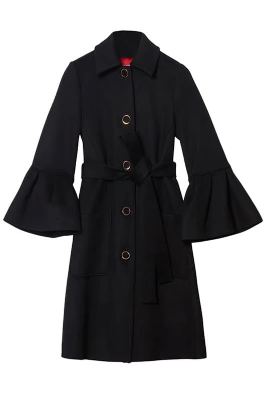 CAROLINA HERRERA-Bell Sleeve Coat-BLACK