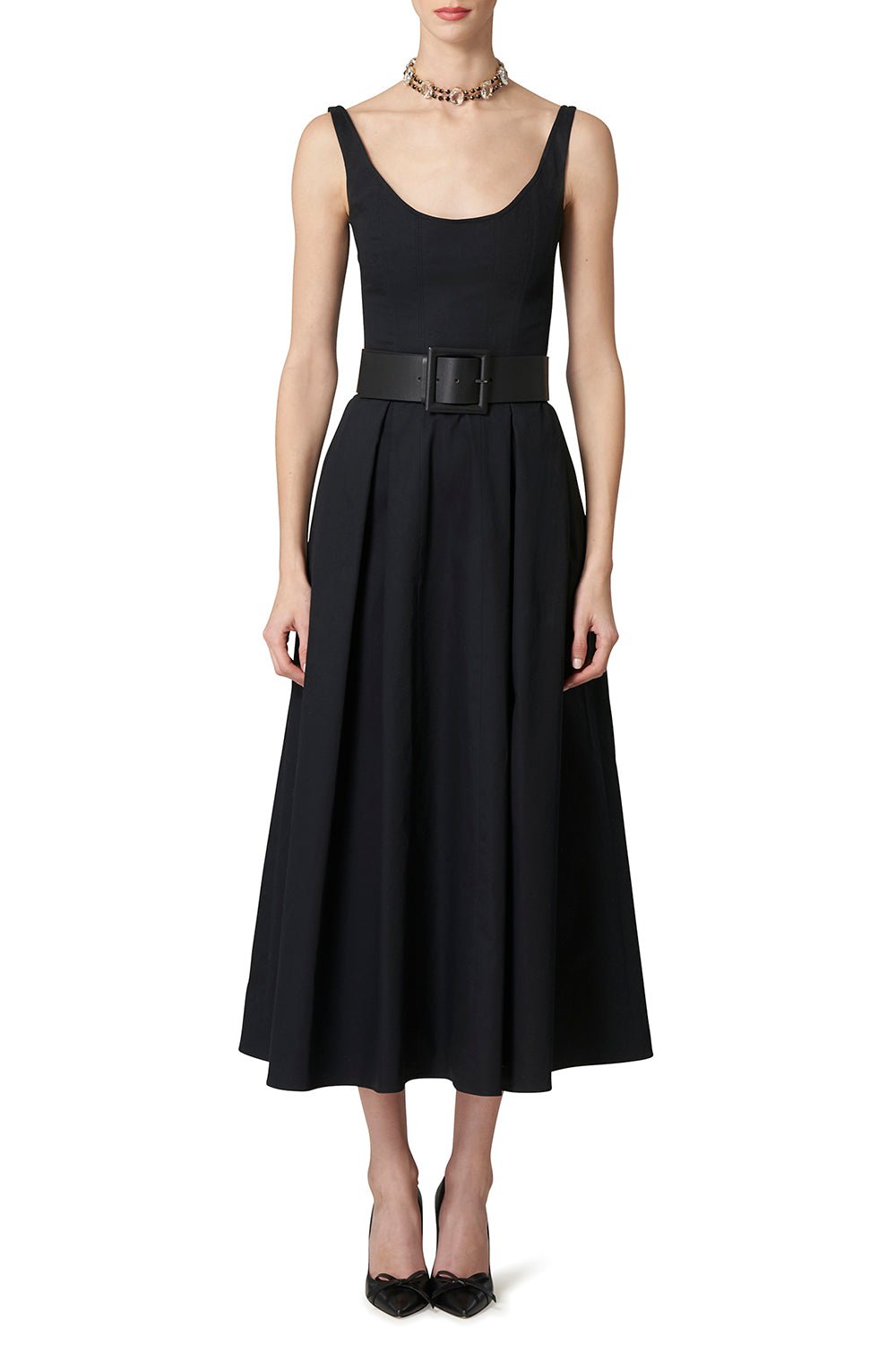 CAROLINA HERRERA-Scoop Neck Midi Dress-