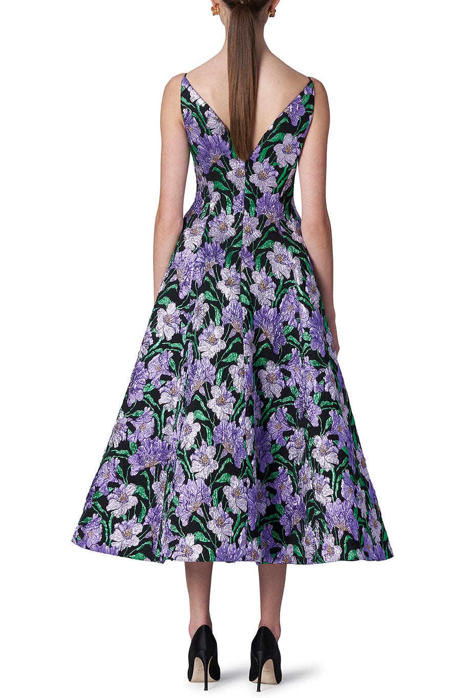 CAROLINA HERRERA-Thin Strap Curved V Neck Dress-