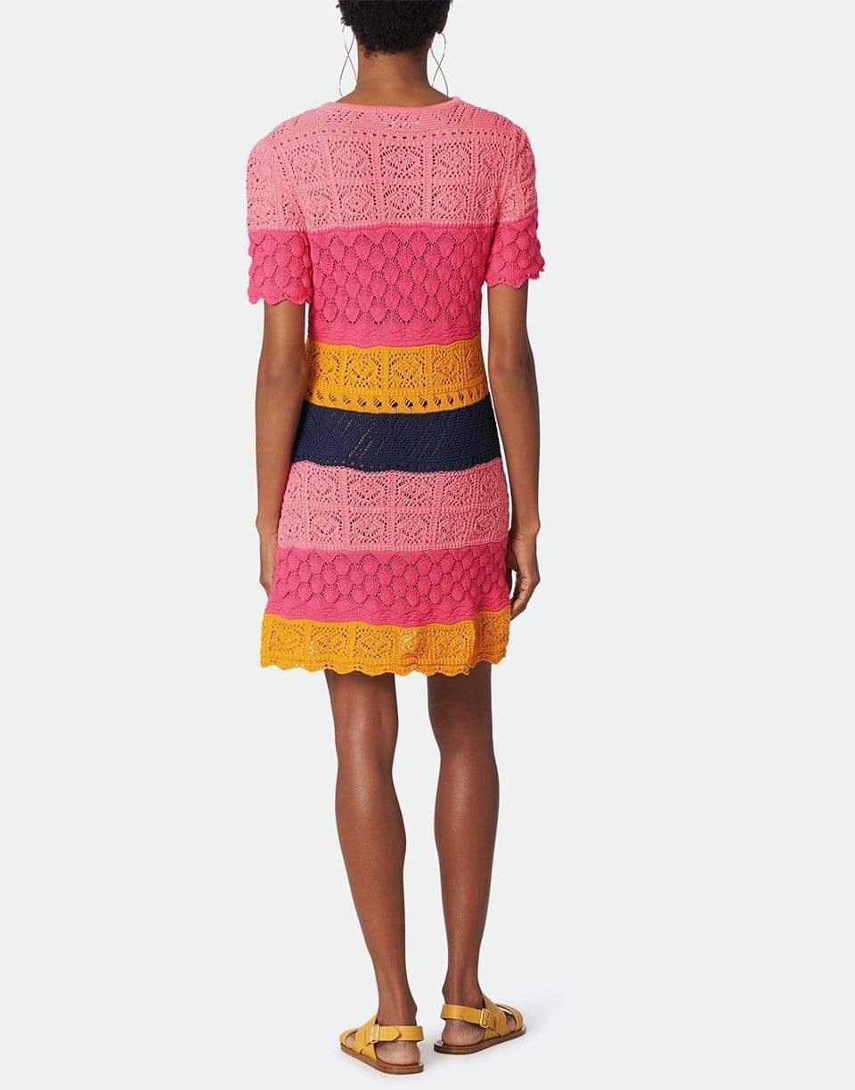 CAROLINA HERRERA-Short Sleeved Striped Knit Dress-