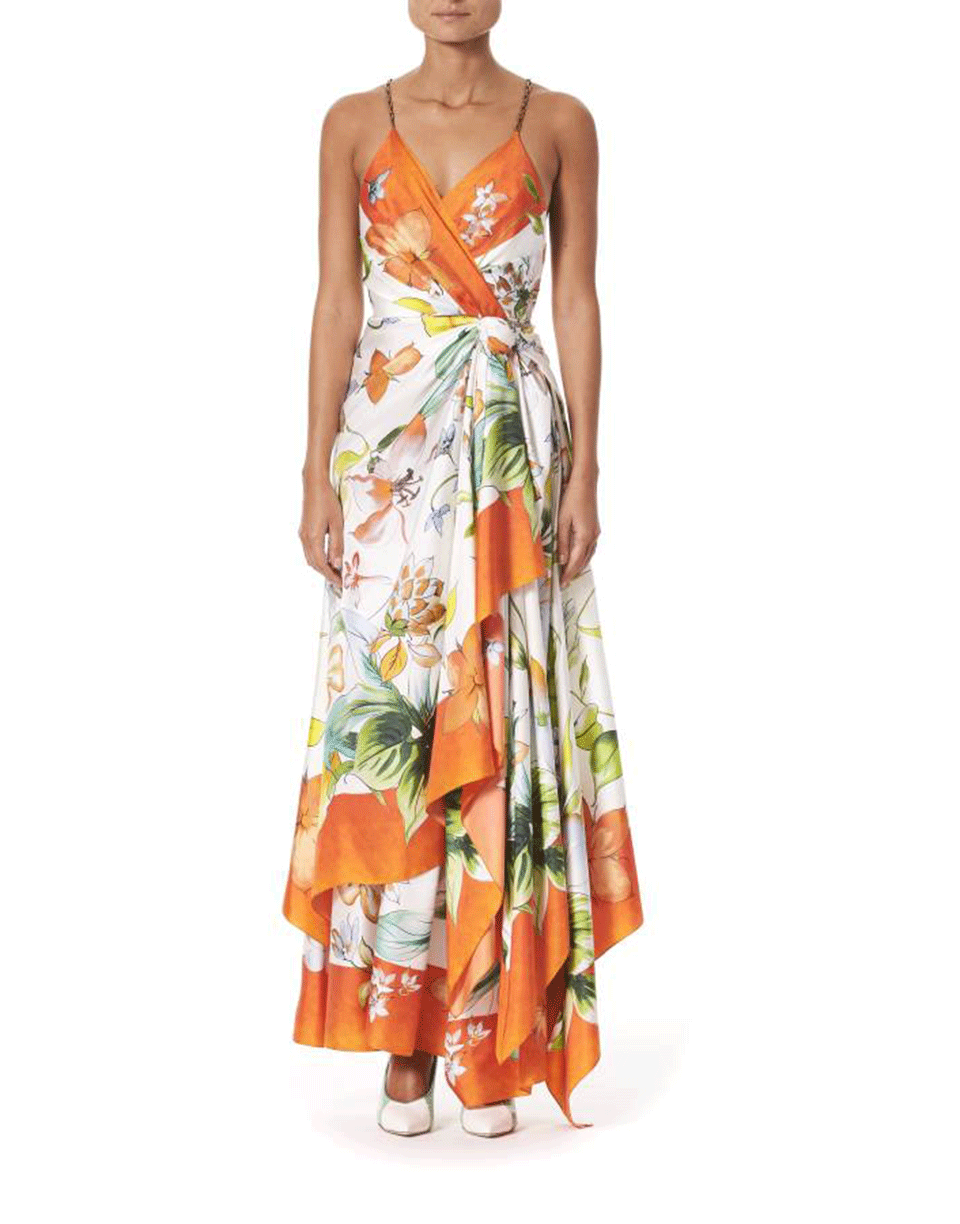 CAROLINA HERRERA-Chain Strap Wrapped Dress-ORANGE