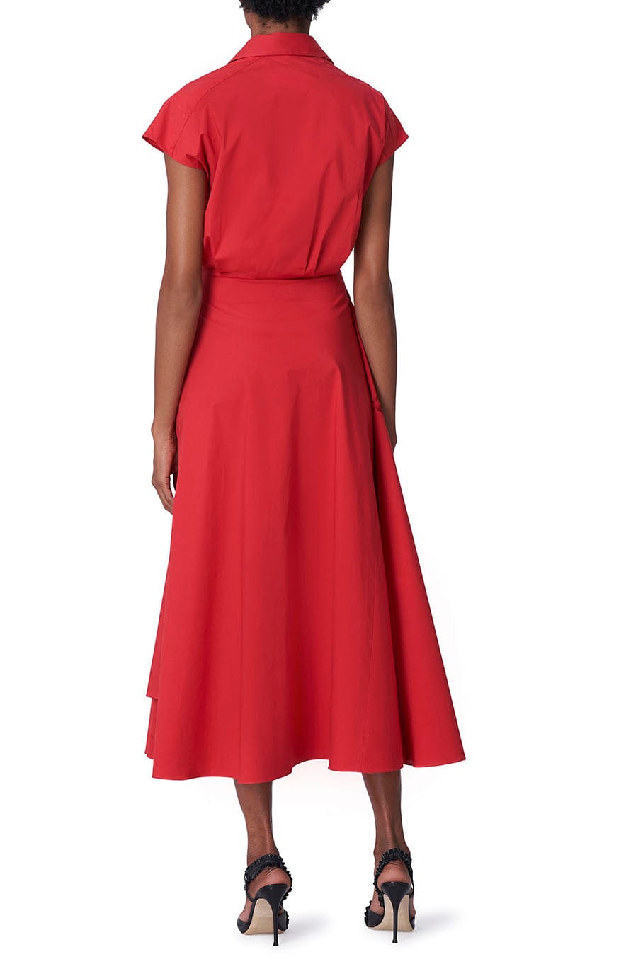 CAROLINA HERRERA-Embroidered Cap Sleeve Side Knot Dress-