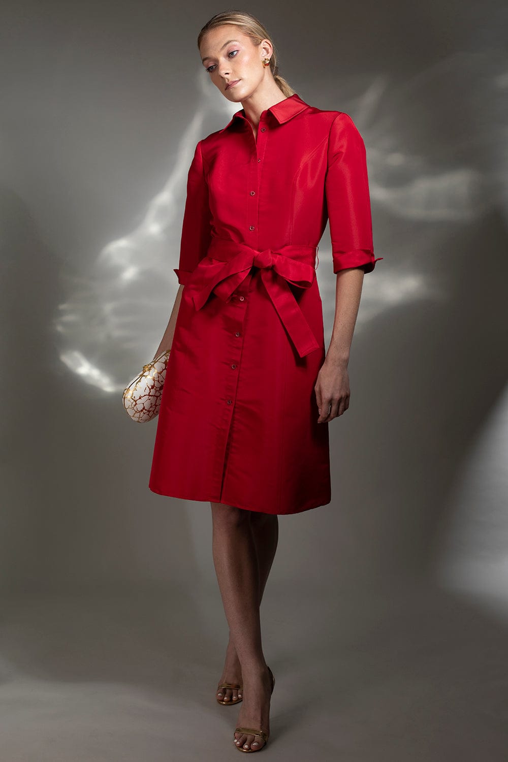 CAROLINA HERRERA-Long Sleeve Shirt Dress With Belt-