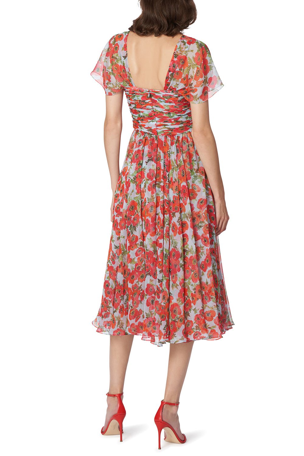 CAROLINA HERRERA-Gathered Bustier Midi Dress-SKYMULTI