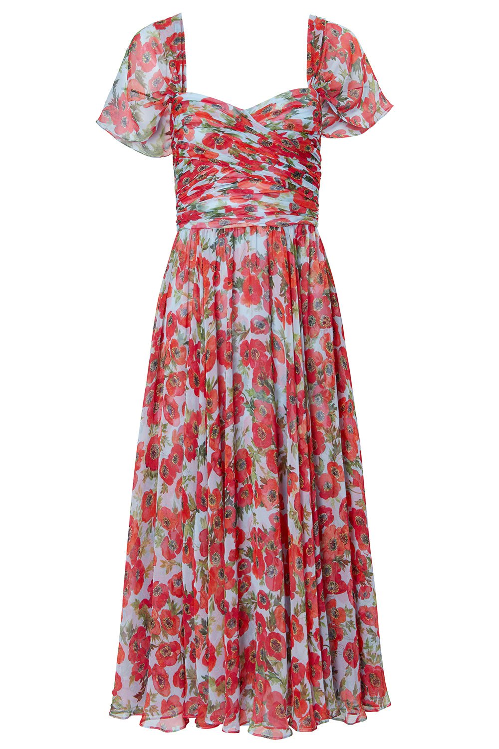 CAROLINA HERRERA-Gathered Bustier Midi Dress-SKYMULTI