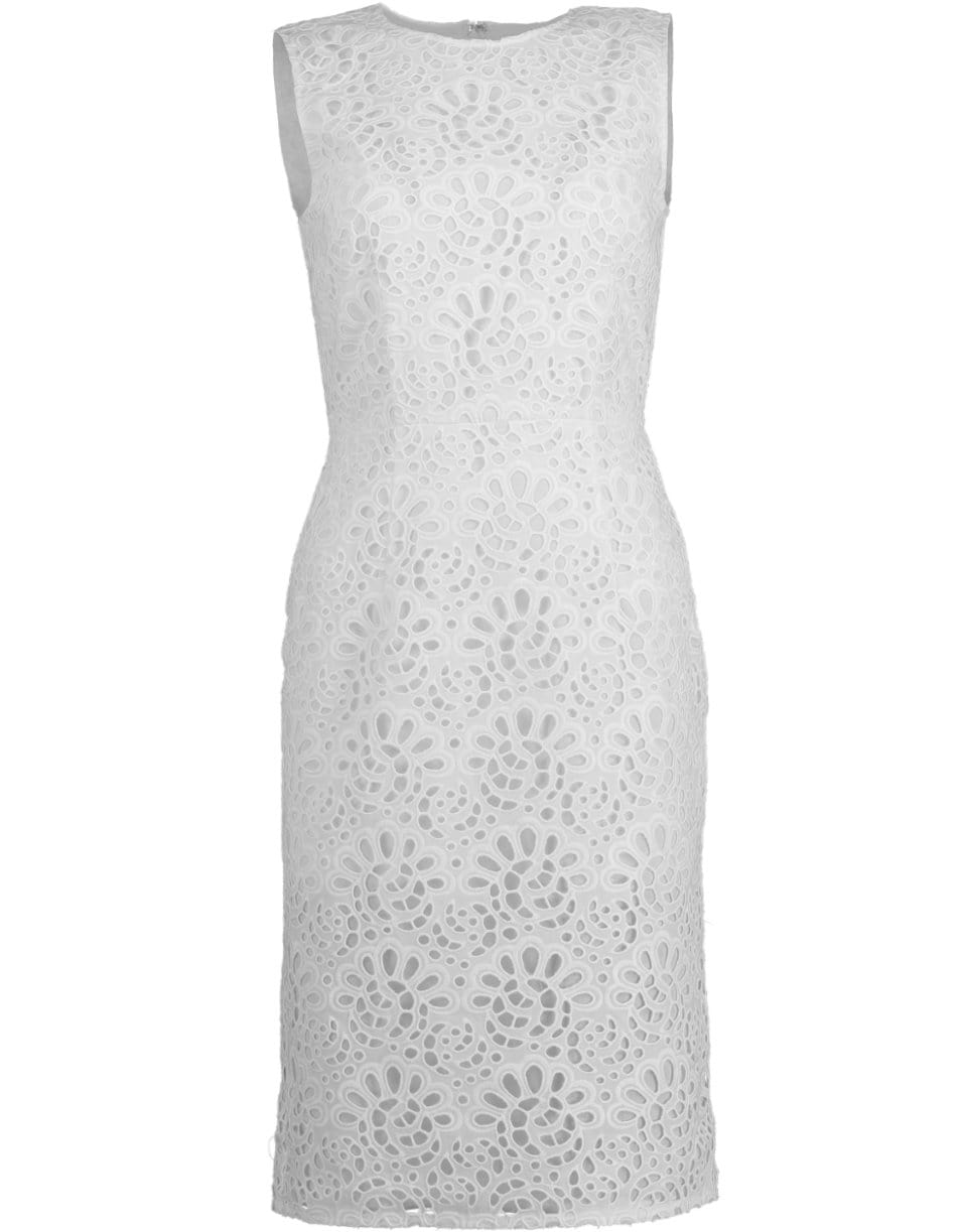 CAROLINA HERRERA-Sleeveless Eyelet Sheath Dress-