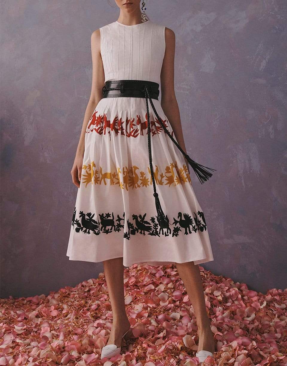 CAROLINA HERRERA-A-Line Embroidered Dress-WHITE