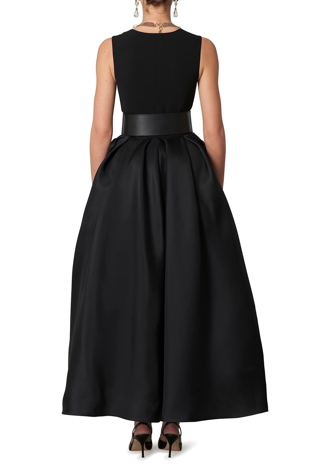 CAROLINA HERRERA-Sleeveless Overskirt Column Dress-BLACK