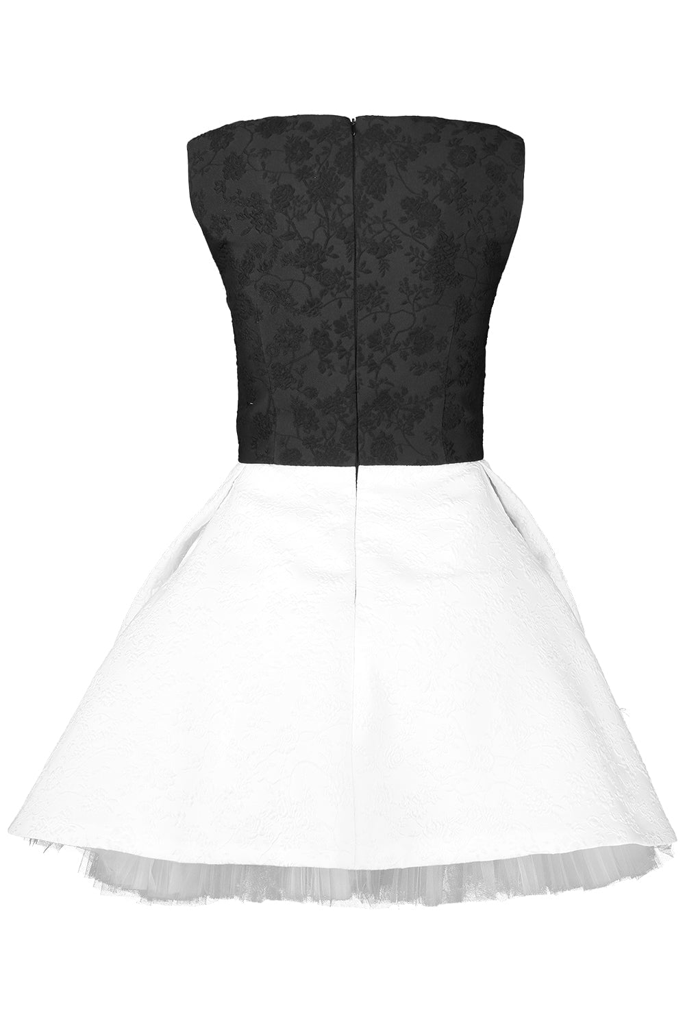CAROLINA HERRERA-Embellished Pleated Mini Dress-BLK/WHT