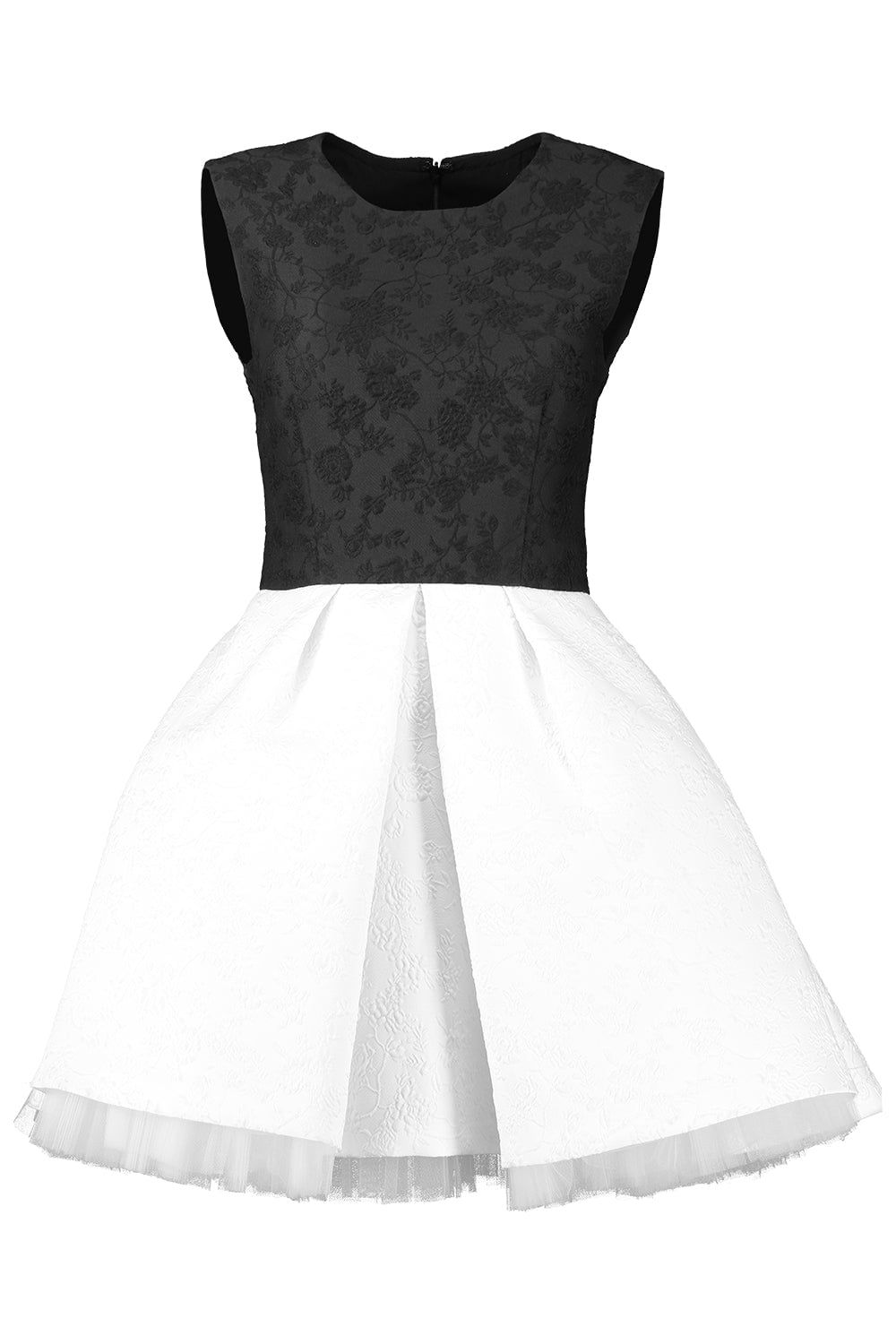 CAROLINA HERRERA-Embellished Pleated Mini Dress-BLK/WHT