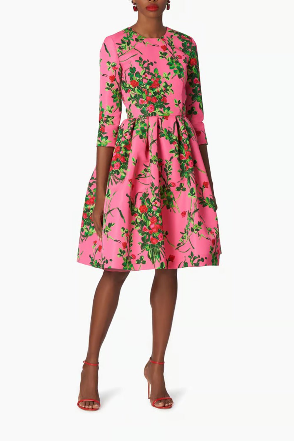 CAROLINA HERRERA-Printed Long Sleeve Dress-