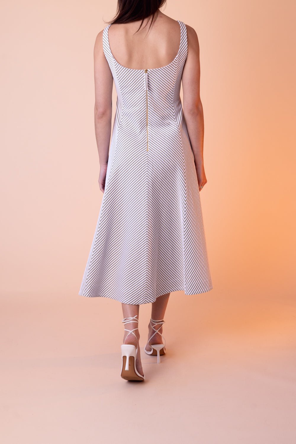 CAROLINA HERRERA-Stripe Midi Dress-OLIVE